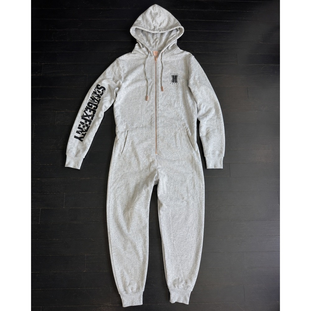 Savage X Fenty Forever Showgirl Hooded Onesie Jumpsuit Gray Size L Rihanna